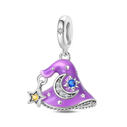 Lila Serie 925 Sterling Silber Maiglöckchen Rose Meerjungfrau Hexenhut Charm Passend für DIY Armband Halskette Charmante Geschenke