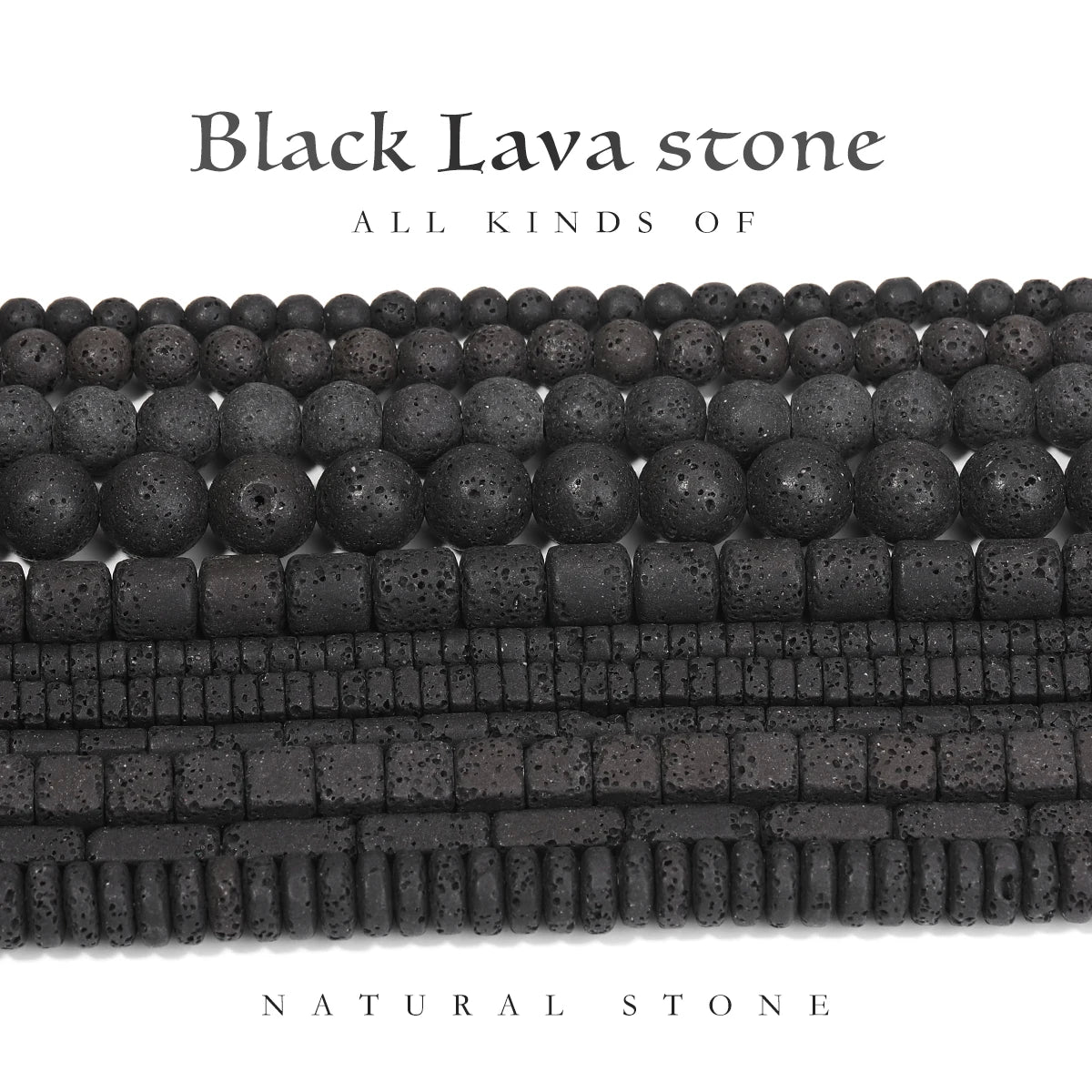 Piedras volcánicas natürliche schwarze Lava zylindrische quadratische Abacus-Steinperlen für Schmuckherstellung, DIY-Schmuck, Armbänder, handgefertigt