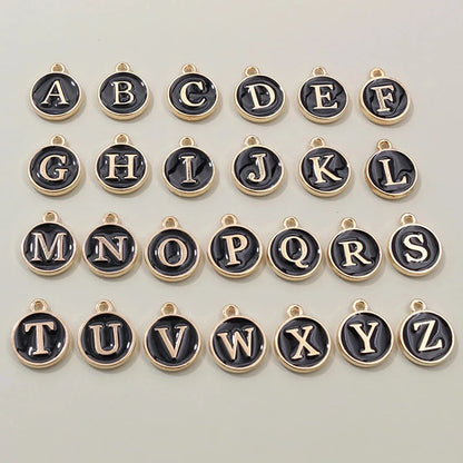 26 Stück 12x14mm A-Z Buchstaben Charms Emaille Alphabet Initial Letter Charms Anhänger Handgemachtes DIY Armband Schmuck Herstellung Zubehör