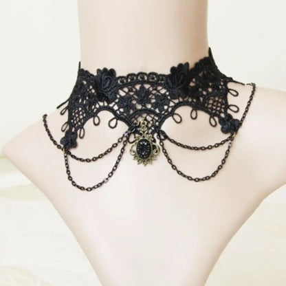 Neo-Gothic Punk Black Sexy Lace Necklace For Women Fashion Retro Clavicle Chain Halloween Collar Choker Steampunk Gifts