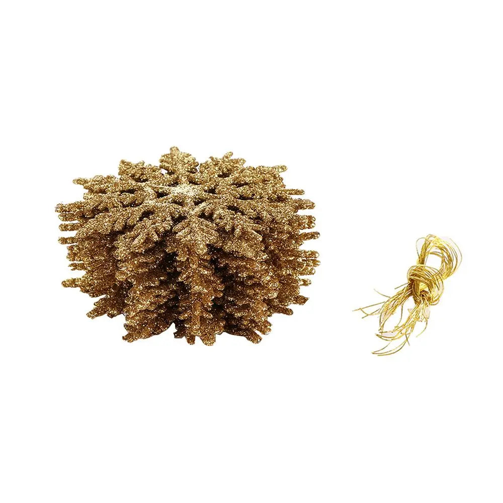 12pcs 7,5 cm Gold pulver Schneeflocke für Weihnachten charmante weiße Weihnachts baum Dekor Weihnachts feier Urlaub Weihnachts schmuck Wohnkultur