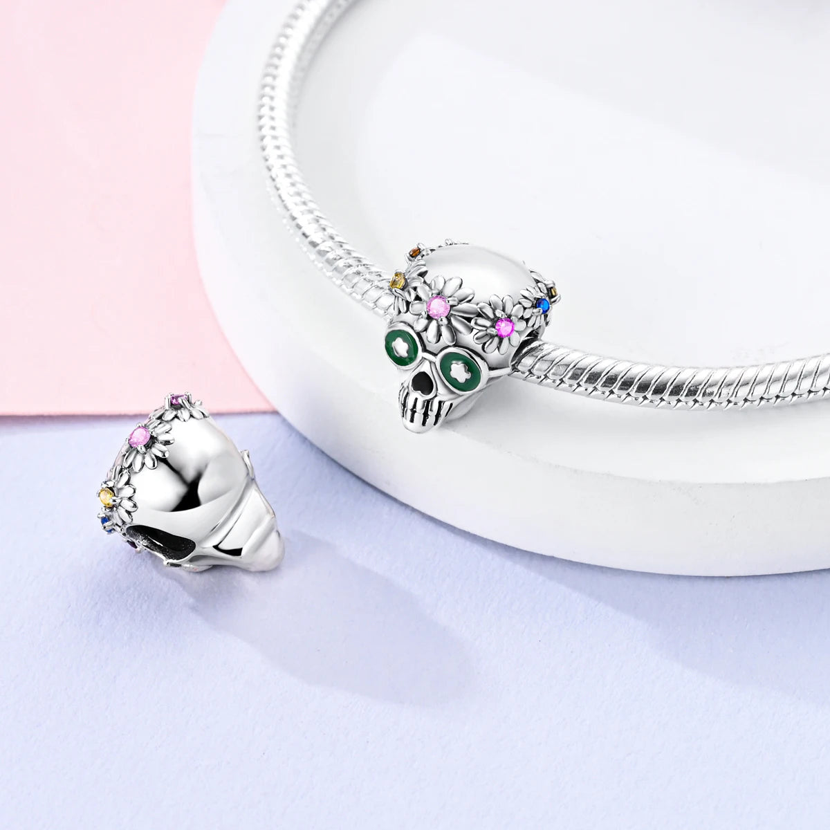 Versilberte Katzenpfote, Zauberwürfel, Blumen-Charms, Anhänger, passend für Original-Armbänder, DIY-Modeschmuck