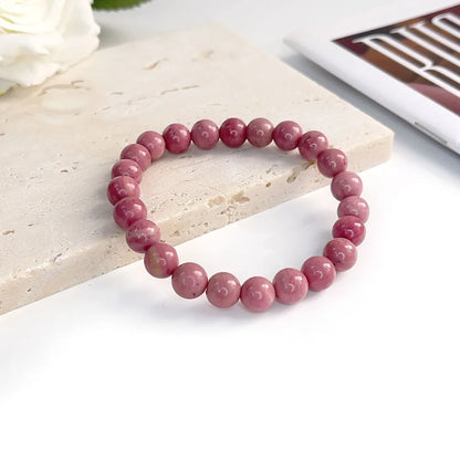 Naturstein rosa Zebra Perlen Armband 6/8mm Dalmatiner Jaspis Rhodochrosit Achat Armband Edelstein Perlen Armband