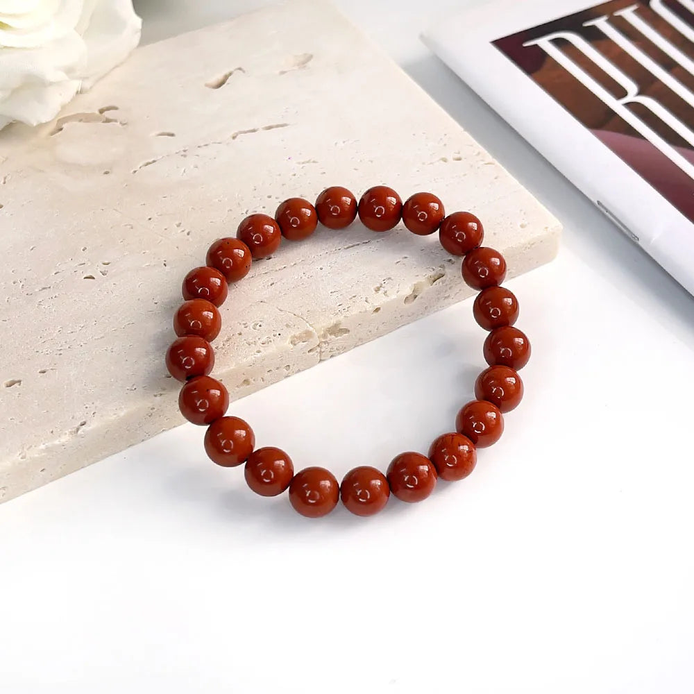 Naturstein rosa Zebra Perlen Armband 6/8mm Dalmatiner Jaspis Rhodochrosit Achat Armband Edelstein Perlen Armband