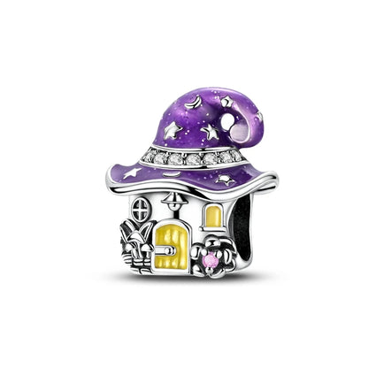 Lila Serie 925 Sterling Silber Traubenblüten Weinflasche Lebensbaum Tulpen Schnur-Dekoration Passend für DIY Armband Halskette Geschenk