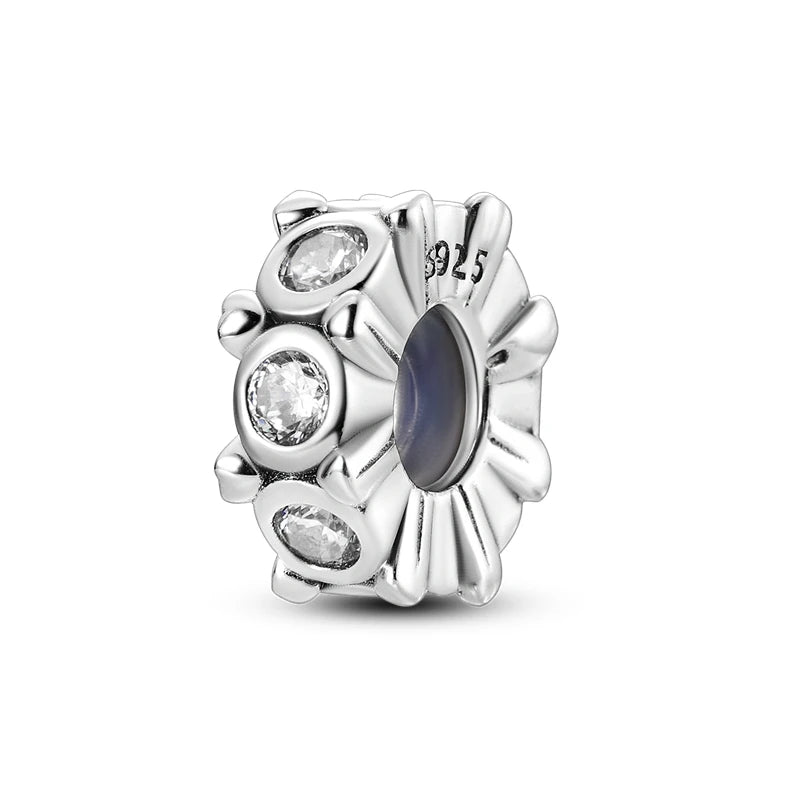Silber-Charm, 925er-Sterlingsilber, Clip-Charms, Sicherheitsketten-Charm, CZ-Pavé, runde Clip-Perlen, passend für Original-Armbänder, Schmuckherstellung