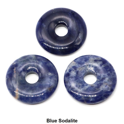 30 mm Donut-Naturstein, Heilkristall, Amethyst, Amazonit, Achat, Quarz, Edelstein für Kunsthandwerk, Zubehör, Glücksgeschenke