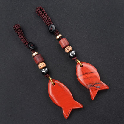 1 stücke natürliche Halbe del stein Tigerauge Stein gewebte kleine Fisch Auto Schlüssel bund Tasche Anhänger Schmuck Zubehör Geschenk