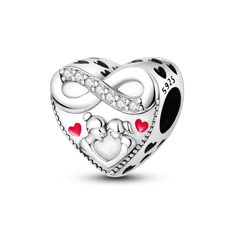 Charm-Perle aus 925er-Sterlingsilber, Mutter-Geschenk, Mutter, Liebe, glückliche Familie, baumelnd, passend für Original-Armreif, Halskette, DIY-Schmuck