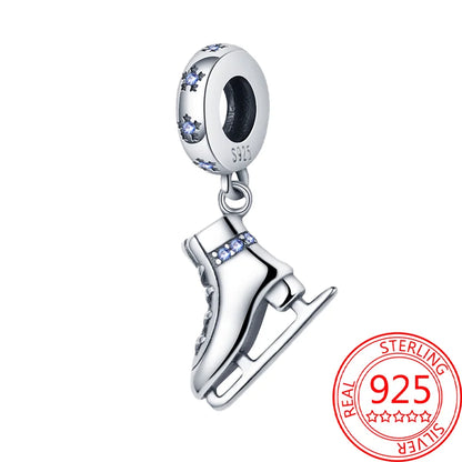 Neue Kollektion aus 925er-Sterlingsilber, Winterserie, Skaten, Schlittschuh-Charm, passend für DlY-Armbänder, Halsketten, Schmuck, feine Geschenke