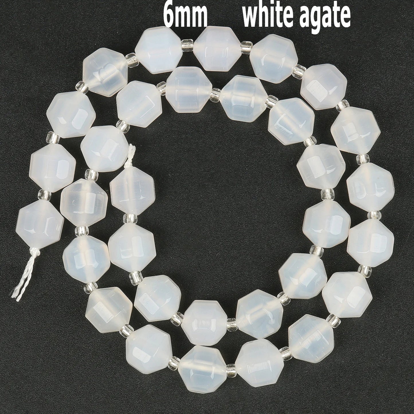 44 Arten weiße Chalcedon-Jade-Achat-Perle, Naturstein, Rondelle-Würfel, facettierte lose Perlen für Schmuckherstellung, Armbänder, Zubehör