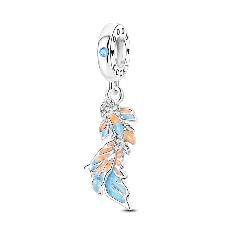 Beliebter Charm-Anhänger aus 925er-Sterlingsilber mit Delfin, sicherer Kette, Muschel und Qualle, passend für Armbänder, exquisites Strandparty-Geschenk