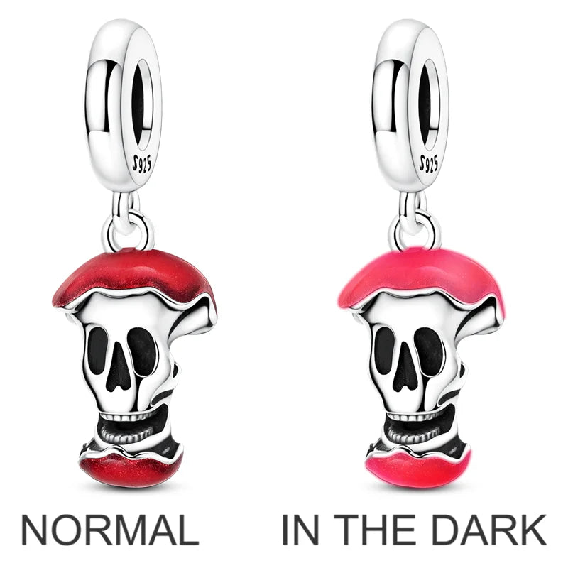 Charms aus 925er-Sterlingsilber, Perlen, Totenkopf, Apfel, baumelnd, passend für Original-Armbänder, DIY-Schmuck, Geschenke