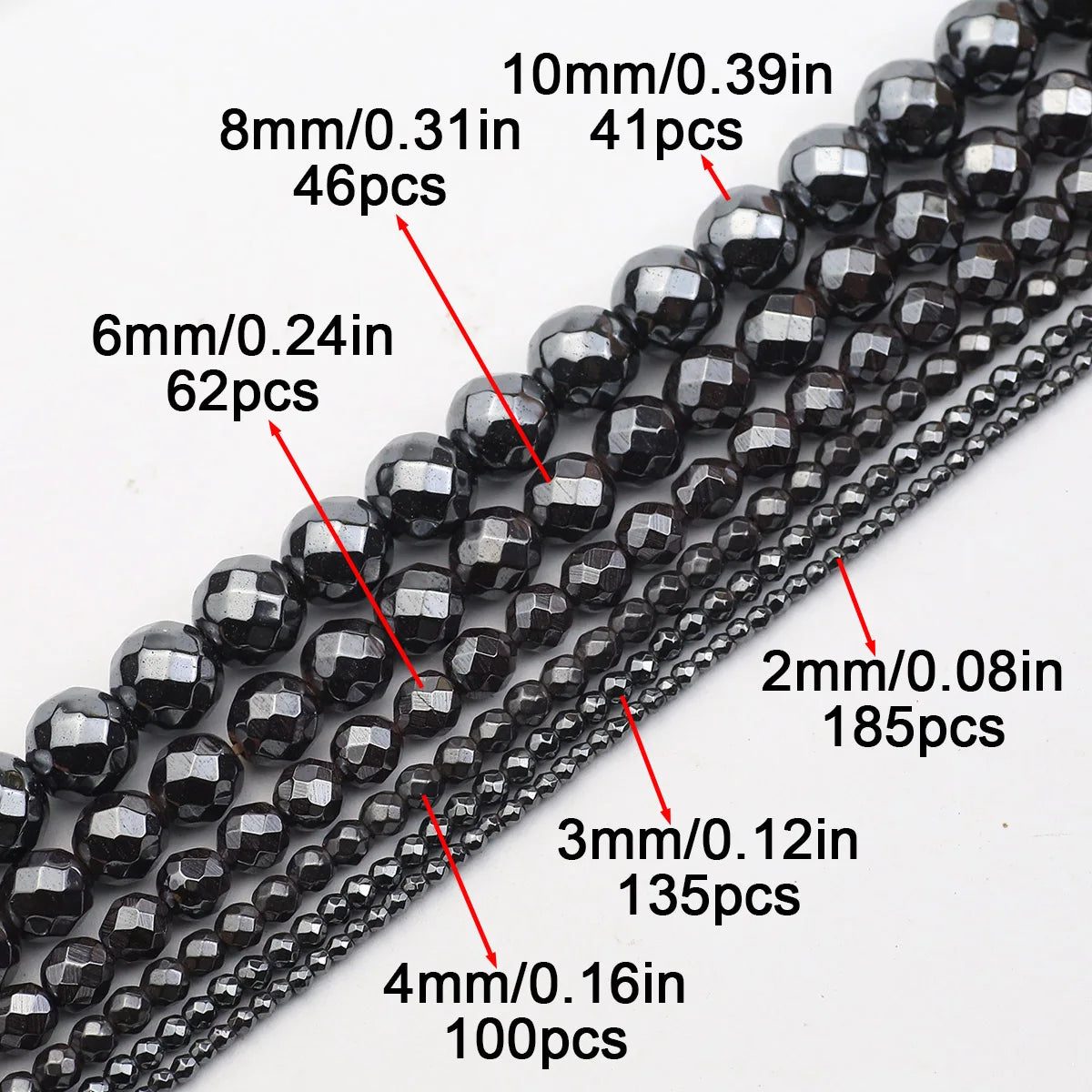 A+ Naturstein, nicht magnetisch, Hämatit, rund, lose Distanzperlen für Schmuckherstellung, DIY-Perlen, Armband, Halskette 2, 3, 4, 6, 8, 10 mm