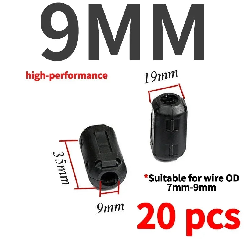 20Pcs 3,5/5/7/9mm Ferrit Filter Ringkern Ferrit Perle Clip Choke EMI RFI Noise Filter Clip Für USB/Video Kabel Netzkabel