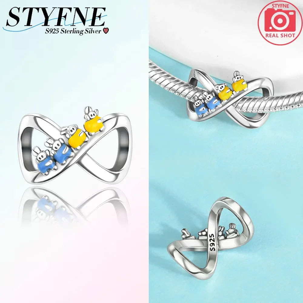 Charm-Anhänger aus 925er-Sterlingsilber für immer, Familie, unendliche Liebe, passend für Original-Armbänder, DIY-Edelschmuckherstellung, Geschenk