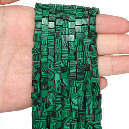 4 mm quadratische Würfelform-Perlen, natürlicher Lapislazuli, Amazonit, lila Achat-Steinperlen für Schmuckherstellung, DIY-Armband-Zubehör