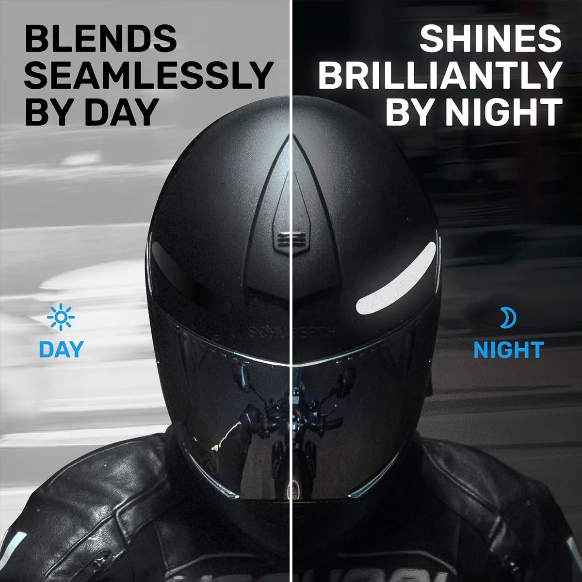 Schwarz Helm Warnung Reflektierende Aufkleber Nacht Sicherheit Fahren Zubehör Fluoreszierende Dekorative Aufkleber Fahrrad Moto Auto Aufkleber