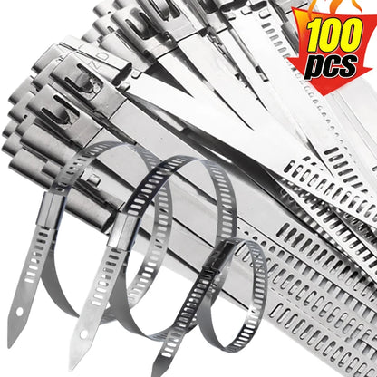 Neue Edelstahl Kabelbinder Selbstsichernde Metall Wrap Strap Mehrzweck Kabelbinder Draht Befestigungen Hardware Organizer Großhandel