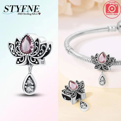 Exquisite Charm-Perlen aus 925er-Sterlingsilber mit Blumenserie, Sonnenblume, Sakura-Chrysanthemen-Anhänger für Damen, Schmuck, modisches Geschenk