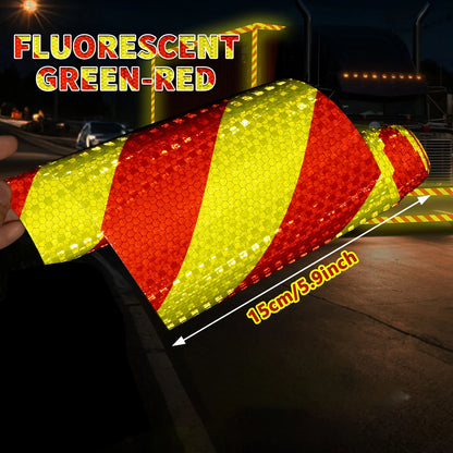 15 cm breites diagonales PVC-Reflektorband, selbstklebendes, wasserdichtes Sicherheitswarnband, Identifikationsband für LKW, Motorrad, Fahrrad, Auto
