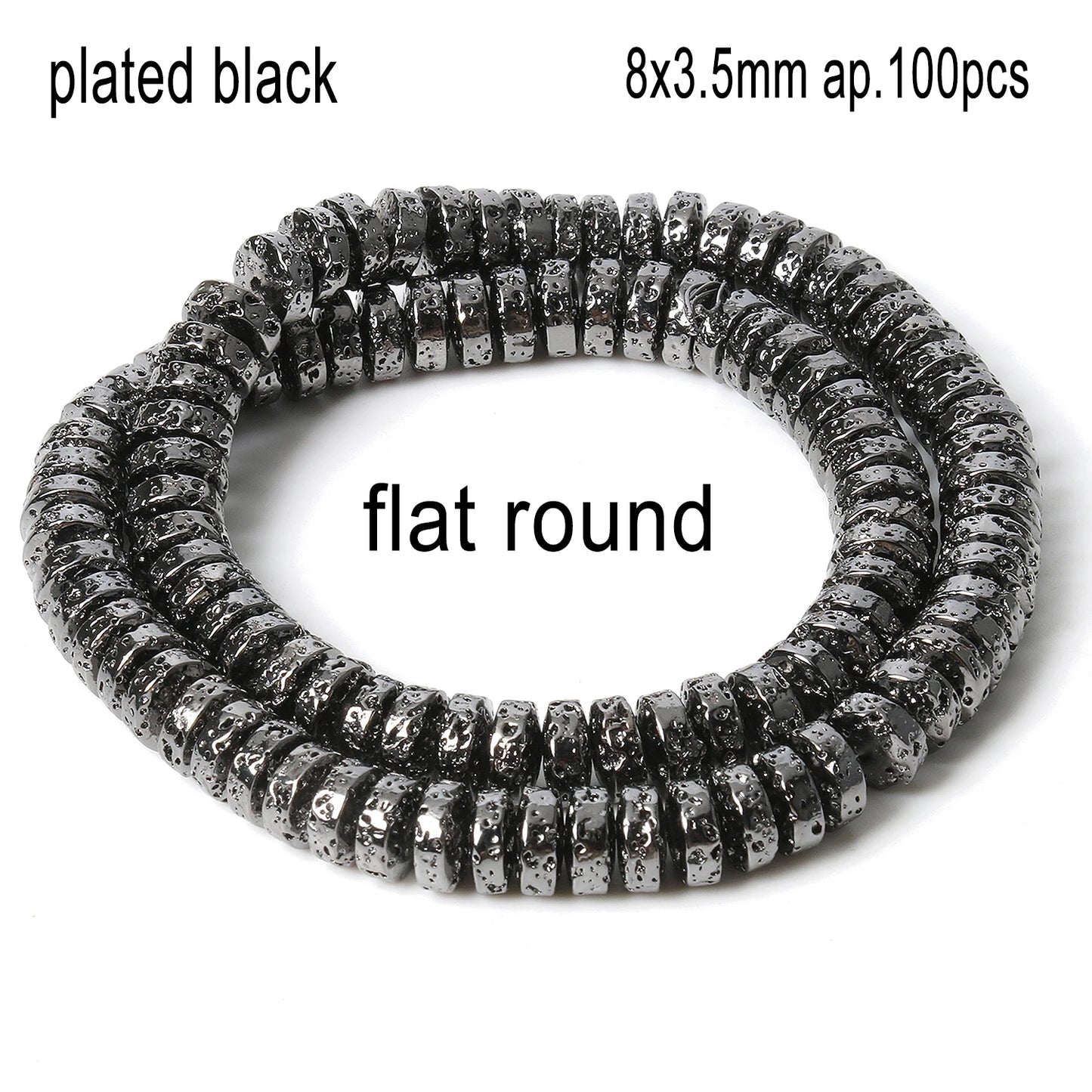Schwarze vulkanische Lavagesteinperlen, Mineralperlen, Charms, Rohrwürfel, runde geometrische Formperlen für Schmuckherstellung, DIY-Armband