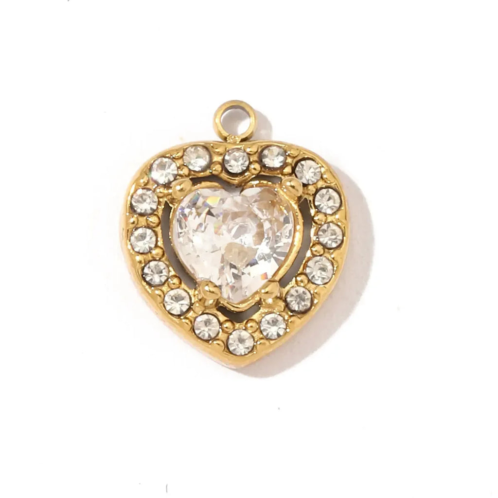 3 teile/los Mode Edelstahl Zirkon Kristall Charms Oval Stern Herz Runde Quadrat HorseeyeStone Halskette DIY Kleine Anhänger