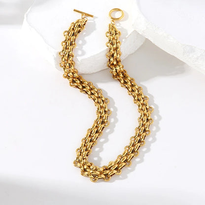 GANEMLY 316L Edelstahl Gold Farbe Gewebte Kette Halskette Für Frauen Mode Hals Kette Kragen Wasserdicht Schmuck Geschenk