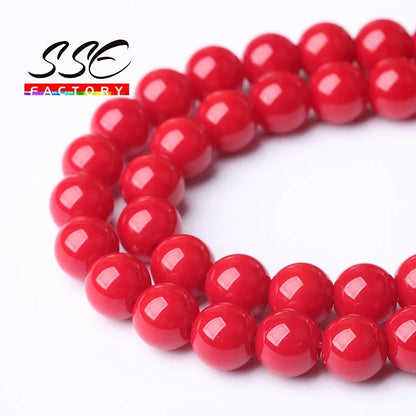 Großhandel Rote Koralle Stein Perlen Für Schmuck Machen Runde Lose Spacer Perlen Diy Armbänder Halskette Zubehör 4 6 8 10 12mm 15"
