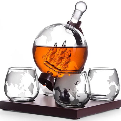 Dekanter in Glaskugelform, Whisky-Set, funkelnde Weinflasche aus Borosilikatglas, Cocktailspender