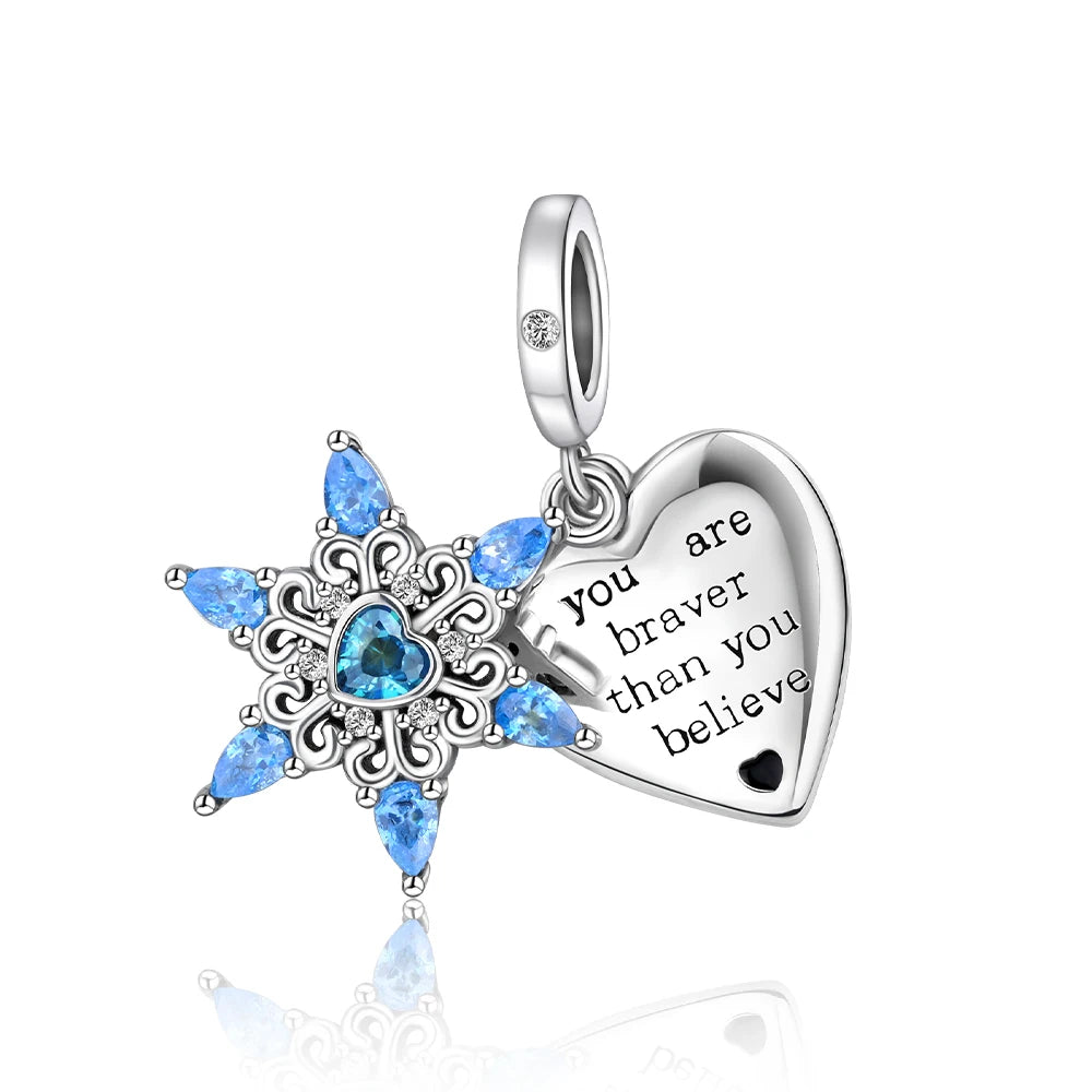 Blaue Serie 925 Sterling Silber Eidechsen-Herz Roboter Kaffee Mit Blumen Charms Passend für DIY Armband Halskette Casual Party Geschenke
