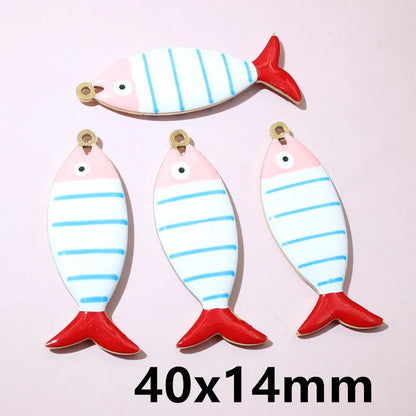 10 Stück Edelstahl Emaille Fisch Charms Anhänger 31x12mm DIY Schmuck Making Zubehör Erkenntnisse für Halsketten Ohrringe Armbänder