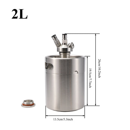 Mini-Fass mit Kugelverschluss, Speer, kohlensäurehaltiger Kappe, 2/4/5 l, Edelstahl 304, einwandig, tragbar, Picknick-Fässer, selbstgebrautes Bierfass