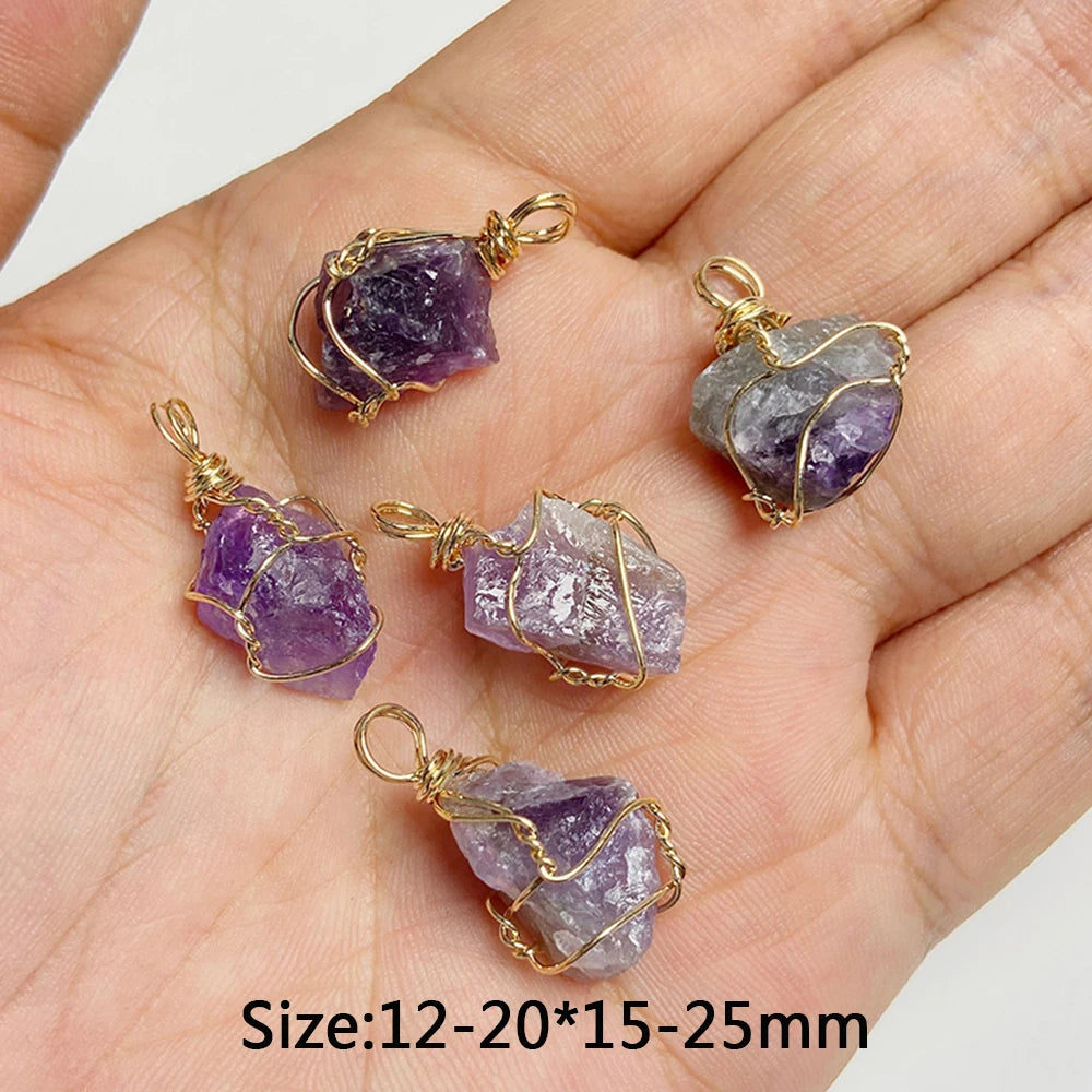 5 stücke Natürlichen Rauhen Stein Anhänger Unregelmäßige Form Healing Amethysten Labradorit Agat Quarz Anhänger Für DIY Handgemachte Halskette