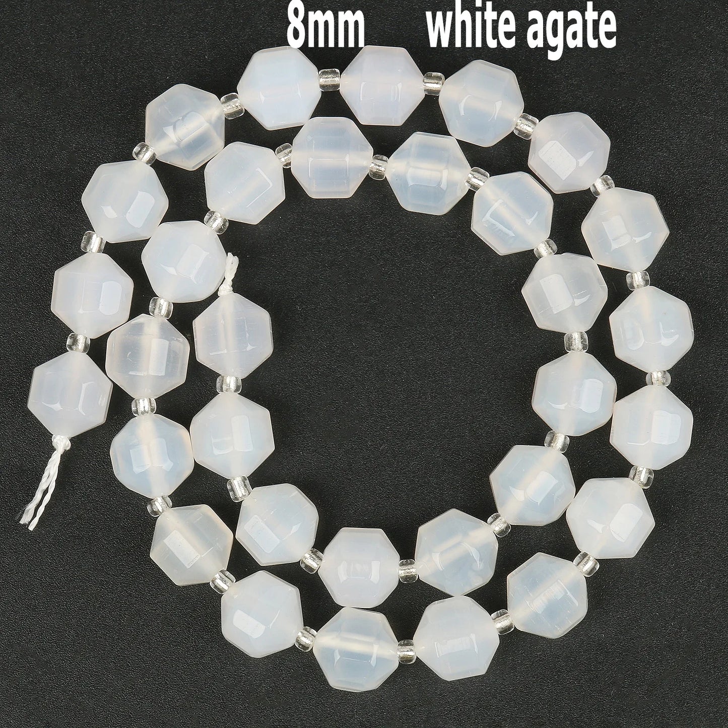 44 Arten weiße Chalcedon-Jade-Achat-Perle, Naturstein, Rondelle-Würfel, facettierte lose Perlen für Schmuckherstellung, Armbänder, Zubehör