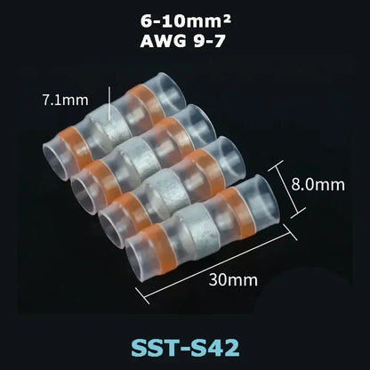 5/10/20/30PCS Schrumpf Wasserdichte Solder Dichtung Ärmeln Butt Draht Anschlüsse Elektrische Isolierte Kabel Splice Terminals