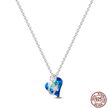 925 Sterling Silber blau Teufel Augen Palme Original Halskette Einhorn überlappen runde funkelnde Anhänger für Frauen Luxus Schmuck Geschenk