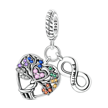 Original 925 Sterling Silber Perlen-Charm mit Buntem Zirkon, Unendlichkeits-Anhänger im Familienstammbaum-Design, Passend für Original-Armbänder, DIY-Geschenk für Frauen