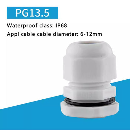 PG7-PG36 Kabelverschraubung, Kabeleingang, IP68, wasserdicht, weißes Nylon-Kunststoff-Anschlussstück