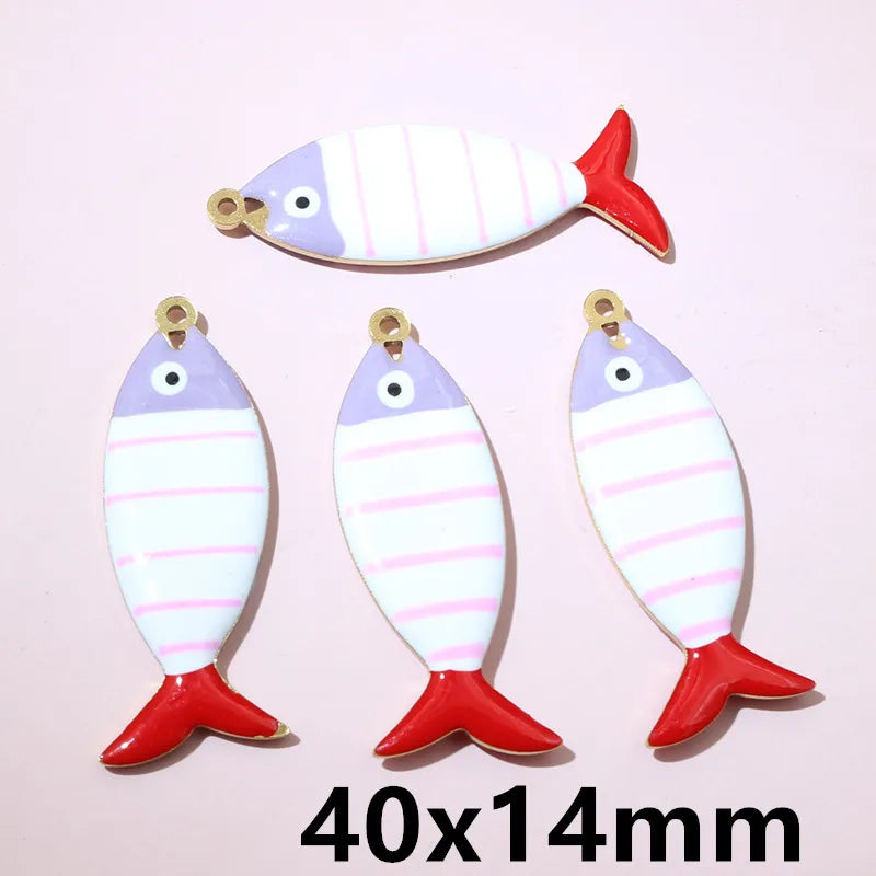 10 Stück Edelstahl Emaille Fisch Charms Anhänger 31x12mm DIY Schmuck Making Zubehör Erkenntnisse für Halsketten Ohrringe Armbänder