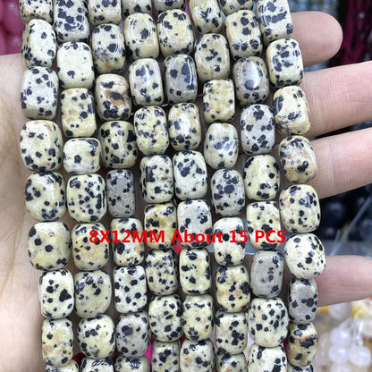 Natürliche Stein Dalmatiner Jaspis Runde Würfel Facettierte Rondelle Lose Spacer Perlen Für Schmuck Machen Charms DIY Armbänder Halskette