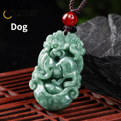 Natürliche eine Ware Jadeit zwölf chinesische Tierkreis Ratte Tiger Anhänger Schmuck hand geschnitzte benutzer definierte Maskottchen Schmuck Jade Halskette Geschenk