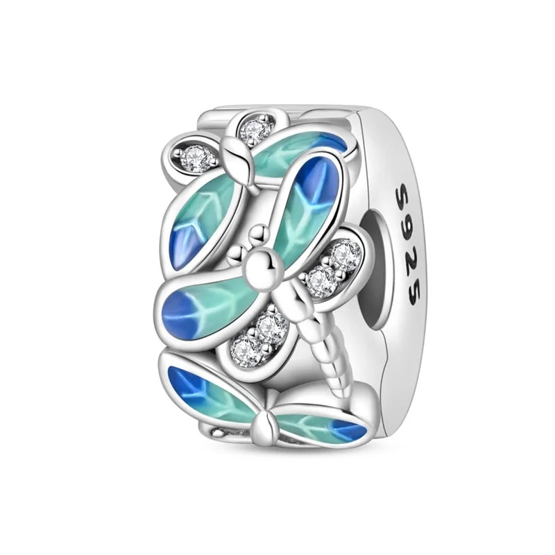 Charms aus 925er Silber, Schmetterling, Libelle, Blumen, Sterne, Mond, Teufelsauge, Abstandsperlen, passend für Qikaola 925 Original-Armbänder, DIY-Schmuck