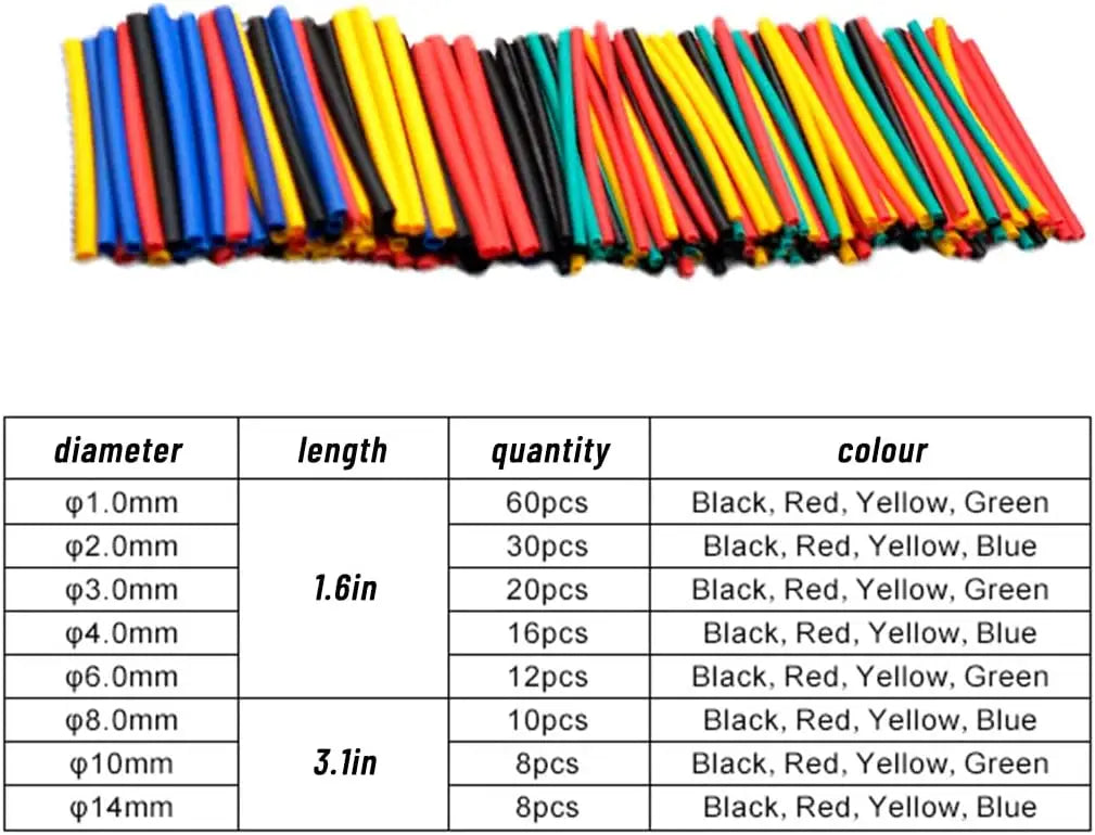 164/328PCS Schrumpfschlauch 2:1 Draht Kabel Wrap Sortiment Elektrische Isolierung Rohr Kit 5 Farbe 8 größe