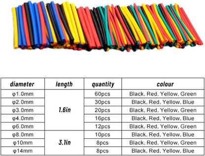164/328PCS Schrumpfschlauch 2:1 Draht Kabel Wrap Sortiment Elektrische Isolierung Rohr Kit 5 Farbe 8 größe