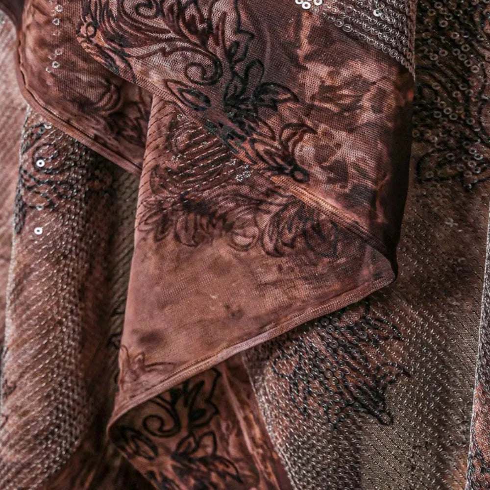 Batik-Baumwollstoff, pflanzlich gefärbte Pailletten, elastischer Basismantel, Kleid, Kleidung, Designer-Stoff für DIY-Schaukelmaterial