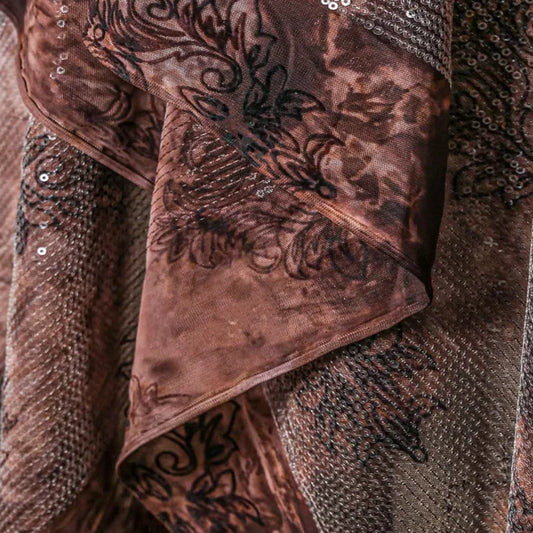 Batik-Baumwollstoff, pflanzlich gefärbte Pailletten, elastischer Basismantel, Kleid, Kleidung, Designer-Stoff für DIY-Schaukelmaterial