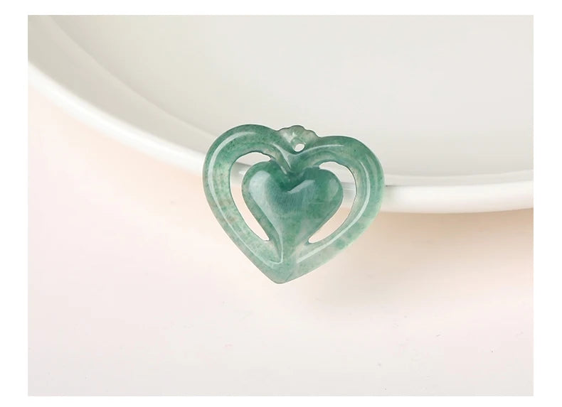 1 piece natural stone Guatemala jadeite carved heart shape emerald bead for jewelry making DIY necklace bracelet charms accessories