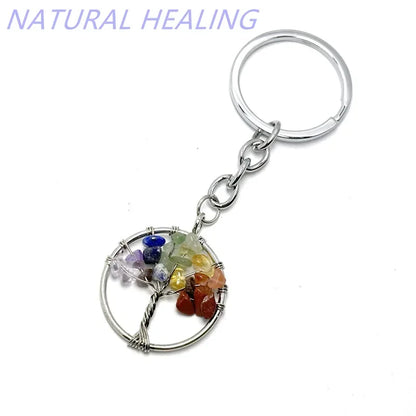 10 stücke Frauen natürlichen Chip Quarz Stein Perle 30mm Herz runden Baum des Lebens Schlüssel anhänger Lanyard Großhandel Schlüssel ringe