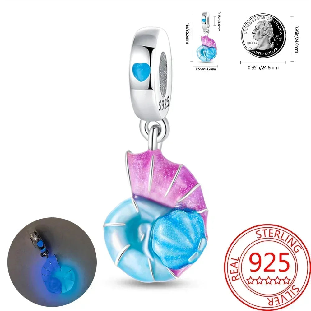 Charms-Anhänger aus 925er-Sterlingsilber mit blauen Ozean-Serie, passend für das DIY-Armband der Marke, Damenschmuck, Geschenke für Freundin